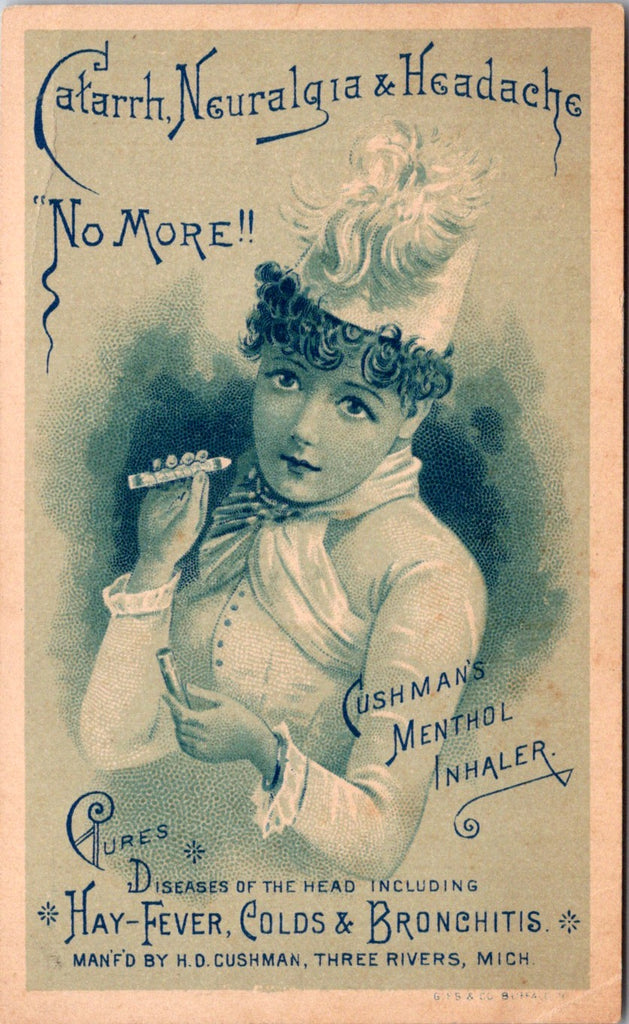 MI, THREE RIVERS - H D CUSHMAN advertising for Menthol Inhaler - D17459