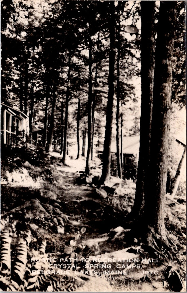 ME, BELGRADE LAKES - Crystal Spring Camps path, bldgs RPPC postcard - DG0170