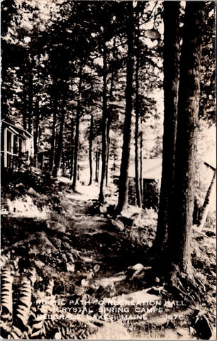 ME, BELGRADE LAKES - Crystal Spring Camps path, bldgs RPPC postcard - DG0170