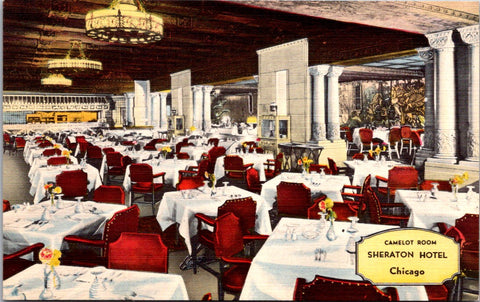 IL, CHICAGO - Sheraton Hotel, Camelot Room interior postcard - DG0225