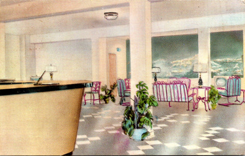 NJ, Point Pleasant Beach - Bay Head Manor Motel interior postcard - DG0244