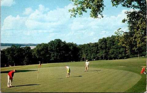 WI, MADISON - Black Hawk Country Club - golfers and golf bag on wheels postcard