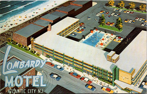 NJ, Atlantic City - Lombardy Motel, largest Midtown Motel - 1963 postcard - DG02