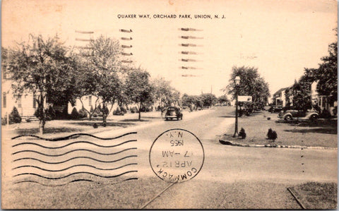 NJ, Union - Quaker Way, Orchard Park - 1955 postcard - DG0253