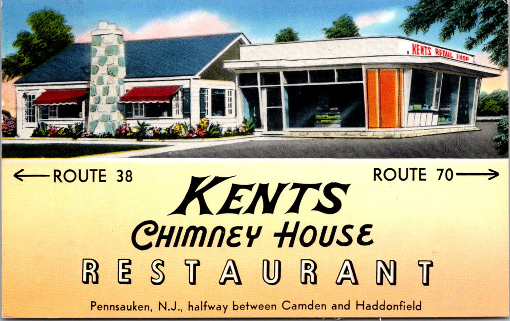NJ, PENNSAUKEN - Kents Chimney House Restaurant - 1956 postcard - DG0315