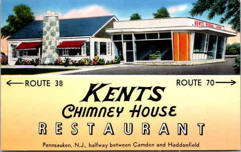 NJ, PENNSAUKEN - Kents Chimney House Restaurant - 1956 postcard - DG0315