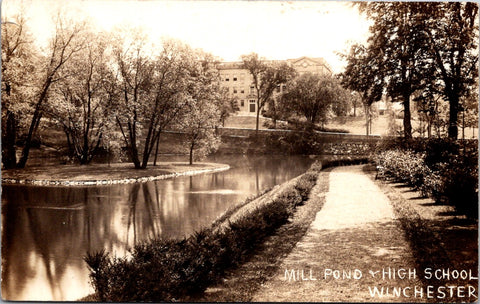 MA, WINCHESTER - High School, Mill Pond - RPPC - E10164