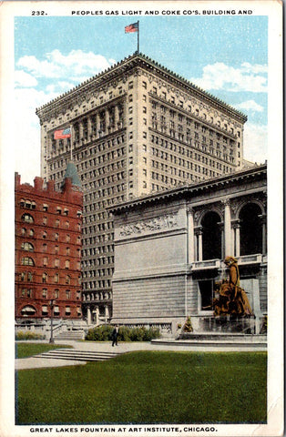 IL, Chicago Illinois - Peoples Gas Light and Coke Co, Art Institute postcard