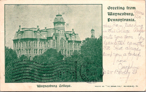 PA, Waynesburg - Waynesburg College - Greetings postcard - E10407