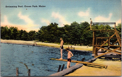 ME, OCEAN PARK - Swimming Pool, diving boards, boys etc - @1939 postcard - E10595