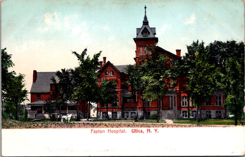 NY, Utica - Faxton Hospital, horse and buggy postcard - E23018