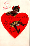 Vintage African American - Black comic Valentine postcard - E23087