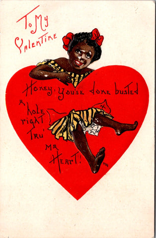 Vintage African American - Black comic Valentine postcard - E23087