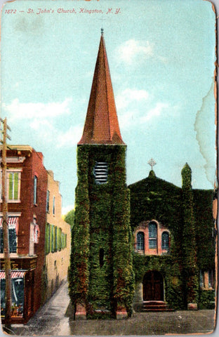 NY, KINGSTON - St Johns Church closeup postcard - E23089