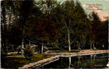 MA, WORCESTER - Elm Park, shore, bridge, benches - 1917 postcard - E23111