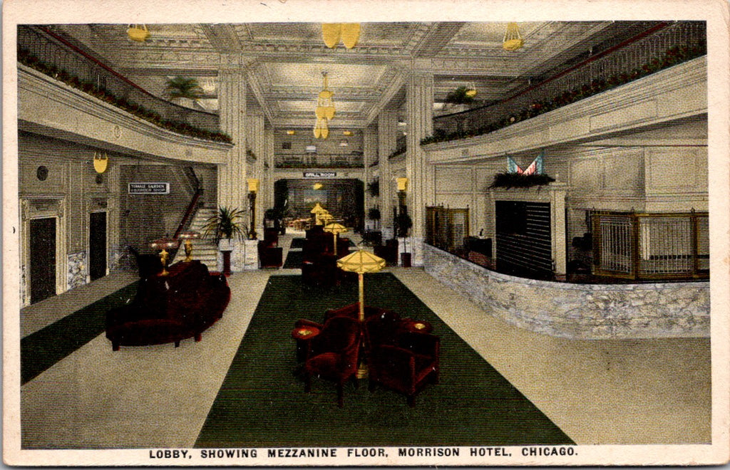 IL, CHICAGO - Morrison Hotel Mezzanine floor, Lobby postcard