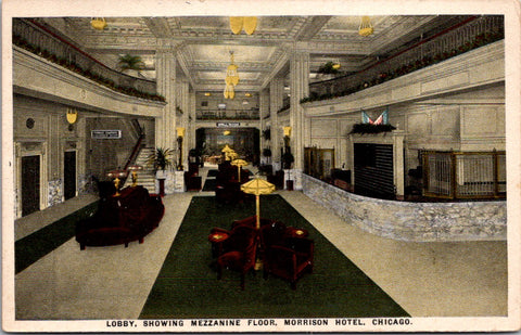 IL, CHICAGO - Morrison Hotel Mezzanine floor, Lobby postcard