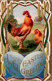 Easter - Rooster close up and Hen postcard - E23170