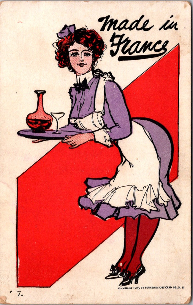 People - Female postcard - Young woman as maid, in heels - E23210