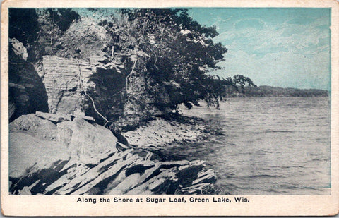 WI, Green Lake - Along shore at Sugar Loaf - 1929 postcard - E23355