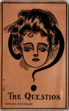 People - Female postcard - Young womans face in QUESTION MARK - E23412