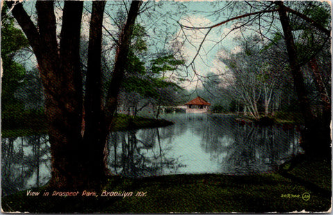 NY, BROOKLYN - Prospect Park, building, water postcard - E23434