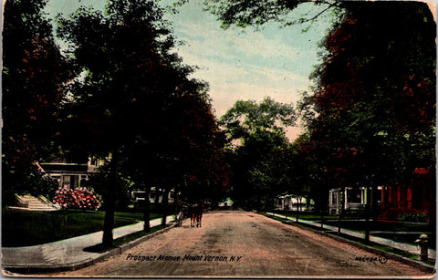 NY, MOUNT VERNON - Prospect Ave - houses, Horse drawn wagon - E23442
