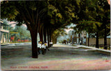 MI, COLOMA - Main St - men under trees - Livery Feed sign postcard - E23462