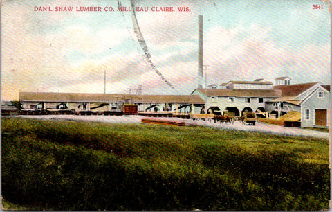 WI, Eau Claire - Dan'l Shaw Lumber Co - 1908 postcard - E23521