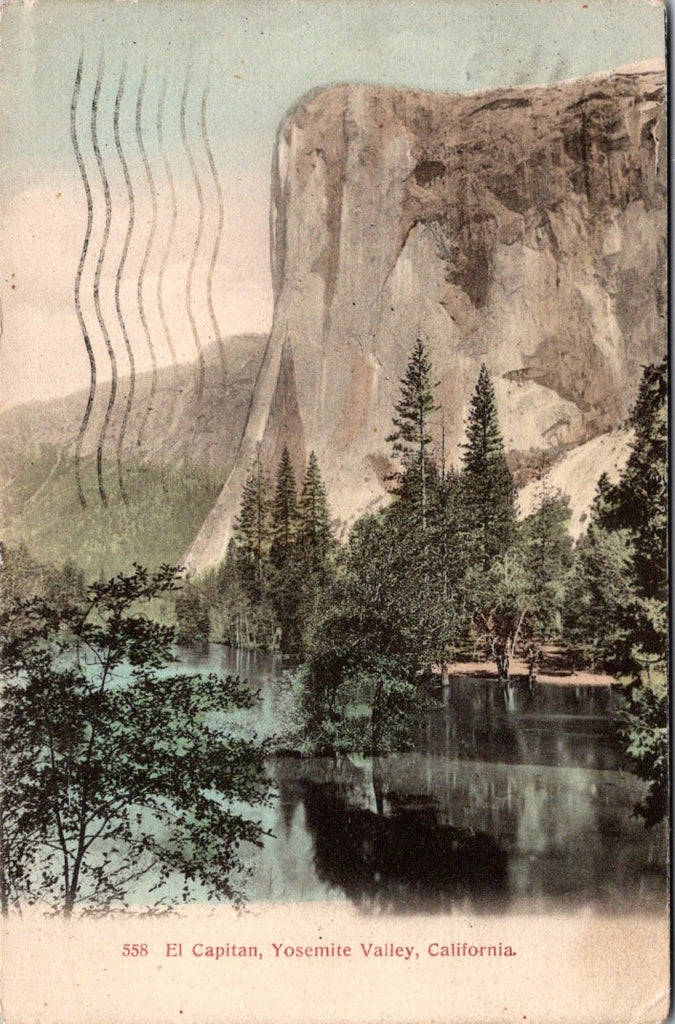 CA, YOSEMITE VALLEY - El Capitan and water - 1909 postcard - E23529
