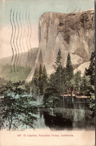 CA, Yosemite Valley - El Capitan and water - 1909 postcard - E23529