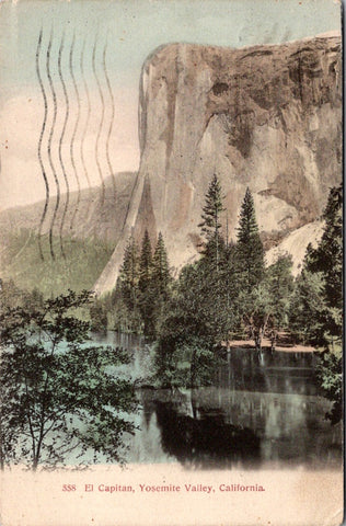 CA, YOSEMITE VALLEY - El Capitan and water - 1909 postcard - E23529