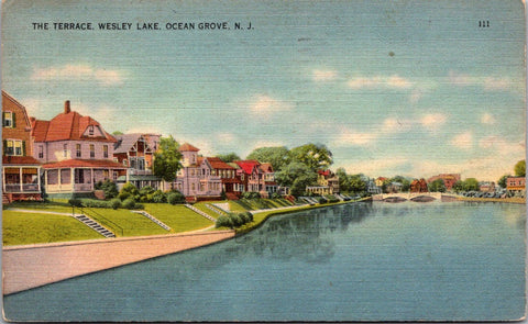 NJ, Ocean Grove - Wesley Lake, the Terrace - 1946 postcard - E23539