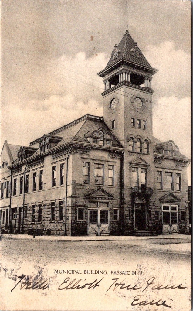 NJ, Passaic - Municipal Building - 1906 postcard - E23542