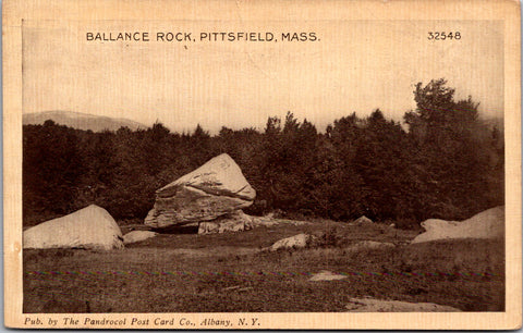 MA, PITTSFIELD - Balance Rock - Pandrocol Post Card Co postcard - E23543