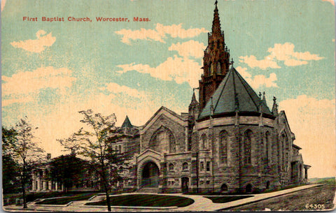 MA, WORCESTER - First Baptist Church - J I Williams postcard - E23544