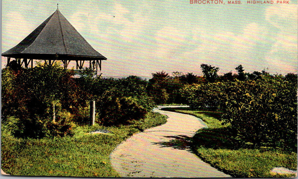 MA, BROCKTON - Highland Park gazebo - Mason Bros and Co postcard - E23545
