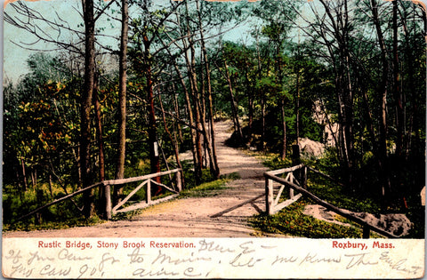 MA, ROXBURY - Stony Brook Reservation, Rustic Bridge - 1906 postcard - E23548