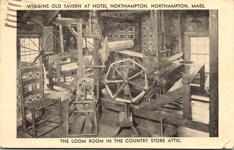 MA, NORTHAMPTON - Wiggins old Tavern at Hotel, Loom room postcard - E23549