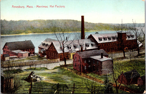 MA, Amesbury - Merrimac Hat Factory closeup postcard - E23555