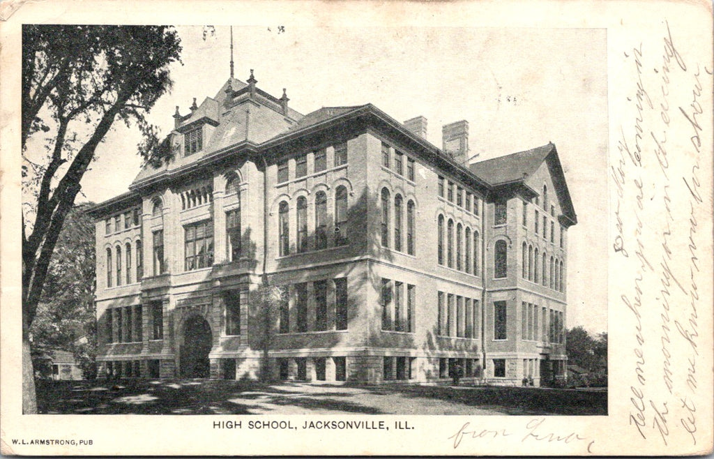 IL, JACKSONVILLE - High School, W L Armstrong, Pub postcard