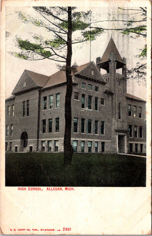 MI, Allegan - High School - E C Kropp postcard - E23593