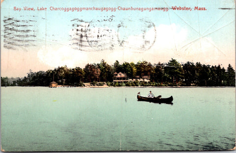 MA, Webster - Lake and shoreline buildings - 1907 postcard - E23599