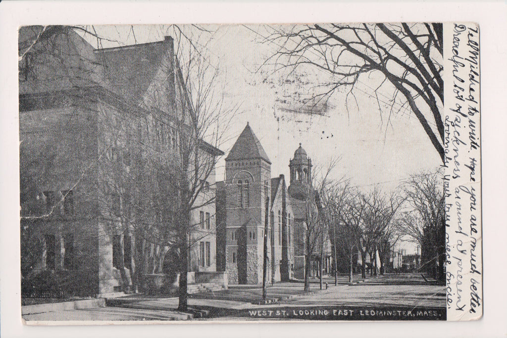MA, LEOMINSTER - West St Church, bldgs - flag killer cancel from Leominster - E2