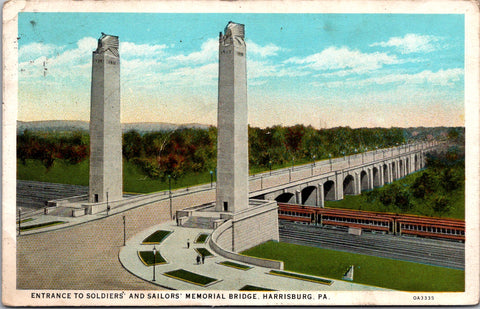 PA, Harrisburg - Soldiers and Sailors Memorial Bridge - 1931 postcard - E23612