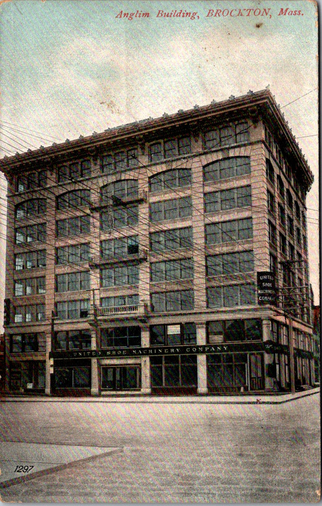 MA, BROCKTON - Anglim Building, United Shoe Machinery Co postcard - EP0150