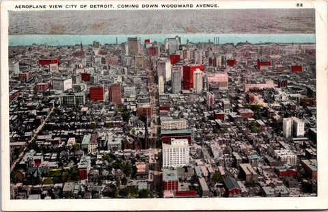 MI, Detroit - city view from Airplane - 1924 postcard - F03182