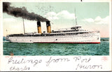 Ship Postcard - NORTH WEST, on Great Lakes closeup postcard - F17342
