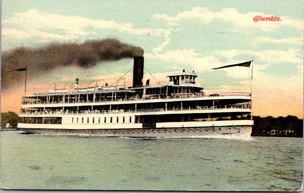 Ship Postcard - COLUMBIA ferry closeup - 1911 postcard - F17370