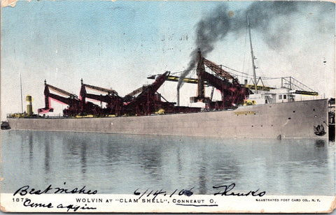 OH, Conneaut - SS Augustus B Wolvin at CLAM SHELL - Doremus - F17404